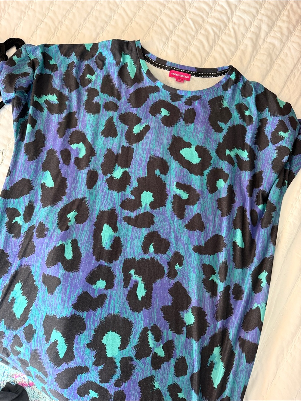 Universal Thread Teal, Purple & Black Leopard Print Mini Dress